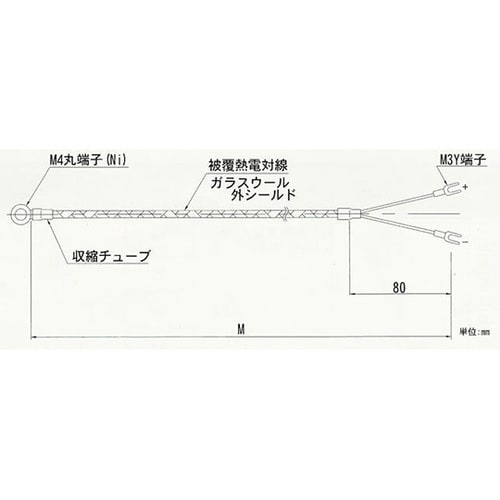 TN8ー1M 丸端子付表面形熱電対