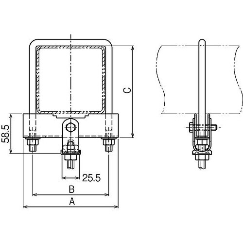 角パイプ用吊り金具