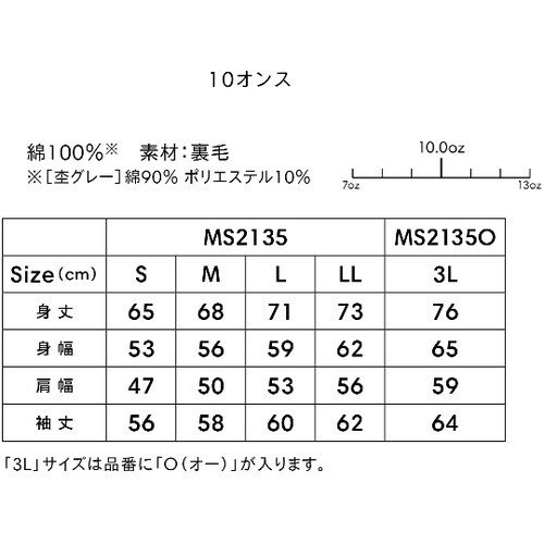 10オンス フードプルパーカ(裏パイル)