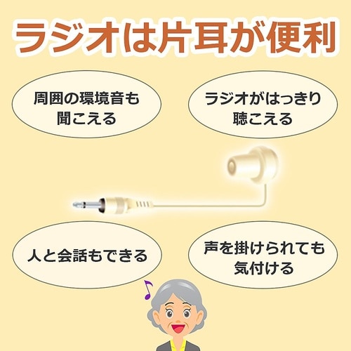 ラジオイヤホン白1m