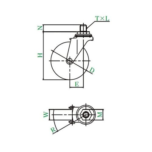 LT型キャスター 自在車ねじ込み式