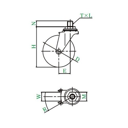 LT型キャスター 自在車ねじ込み式
