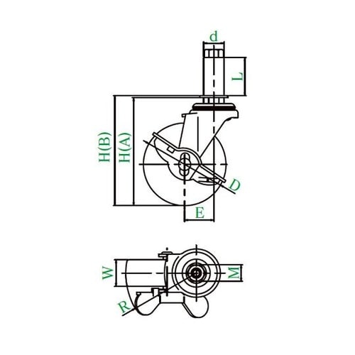 LTF−S型キャスター 自在車ゴムパイプ差し込み式(ストッパー付)