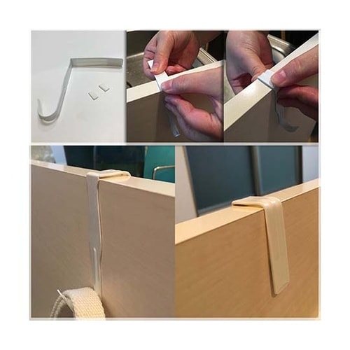 扉や引き出しに挟んで、曲げるだけ! どこでもピッタリフック