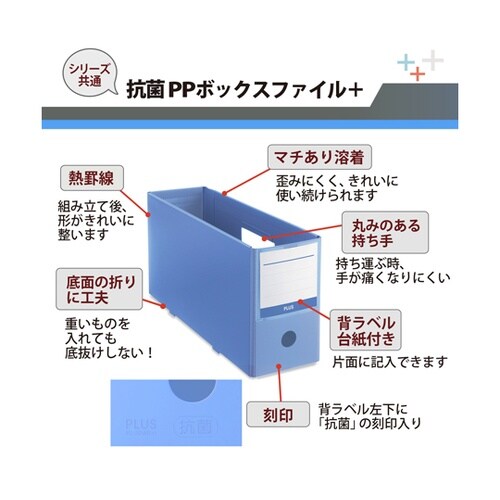 抗菌PPボックスファイルハーフ A4−E