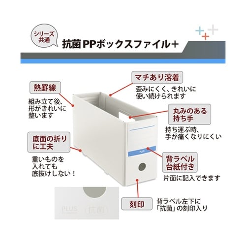 抗菌PPボックスファイルハーフ A4−E