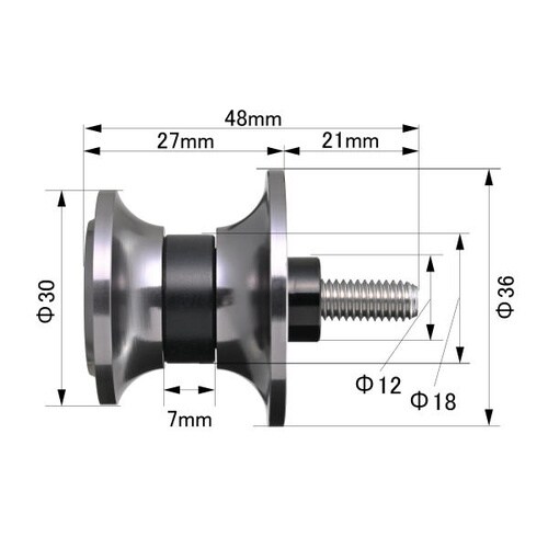 スイングアームスプール ナイロングリップ M6 カ