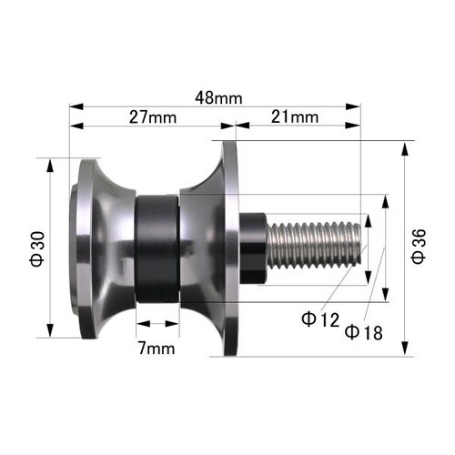 スイングアームスプール ナイロングリップ M8 カ