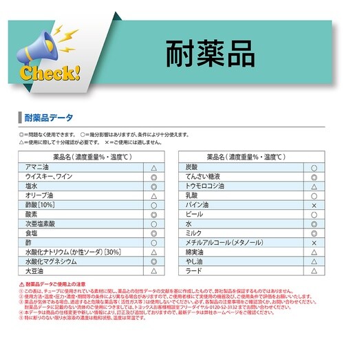 ポジティブリスト制度適合品 食品用ローラーポンプチューブ(塩ビ製)