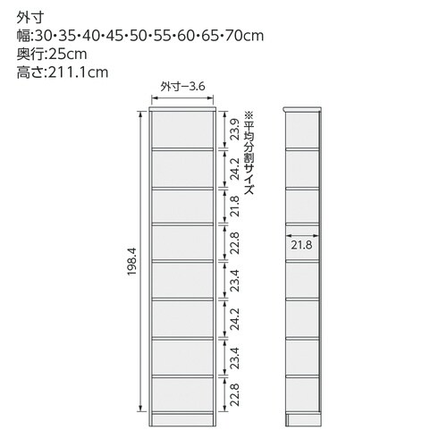 shelfit(シェルフィット)エースラック/カラーラック 幅オーダー 高さ2111×奥行250mm