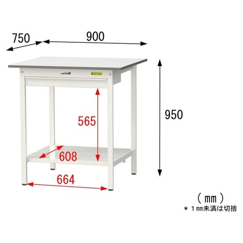 【軽量作業台150シリーズ】ワイド引き出し付き固定式/全面棚板付