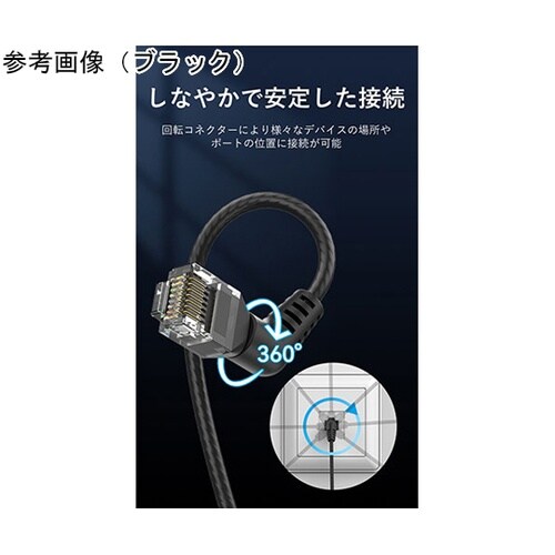 Cat.6a LANケーブル UTp 直角コネクタ 360°スイングタイプ