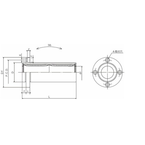 スライドブッシュ ダブル 丸フランジ形(インロー付)