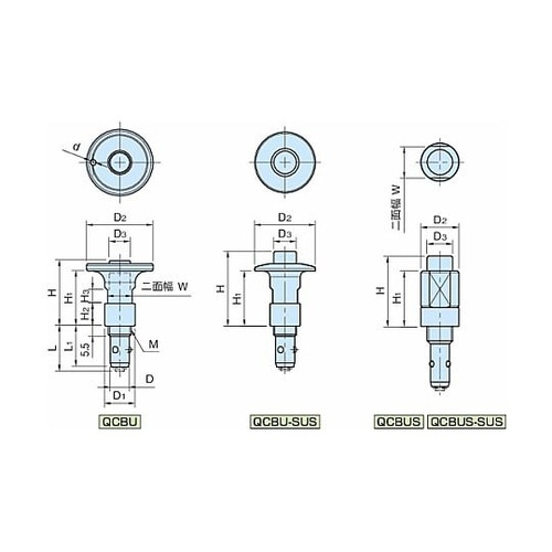 ワンタッチ着脱 ボタンロッククランパー QCBU・QCBUS