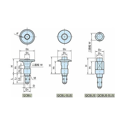 ワンタッチ着脱 ボタンロッククランパー QCBU・QCBUS