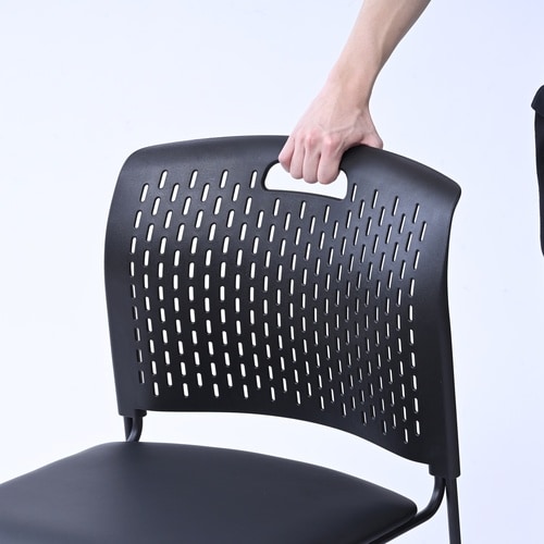 キャスター付きスタッキングチェア 完成品 ループ脚 取っ手付き