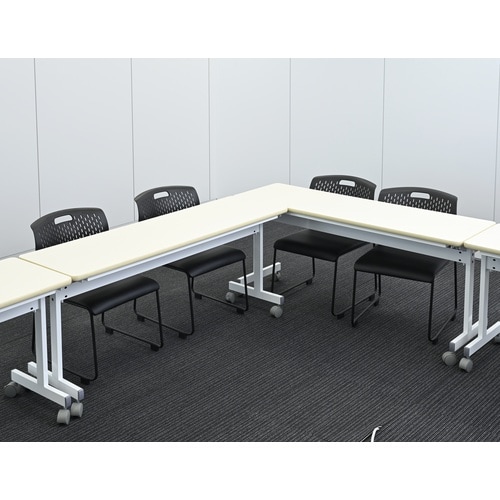 キャスター付きスタッキングチェア 完成品 ループ脚 取っ手付き