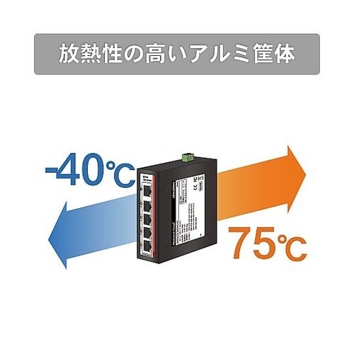 産業用PoEスイッチングハブ 5ポートGiga 昇圧回路内蔵