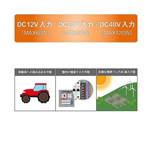 産業用PoEスイッチングハブ 5ポートGiga 昇圧回路内蔵