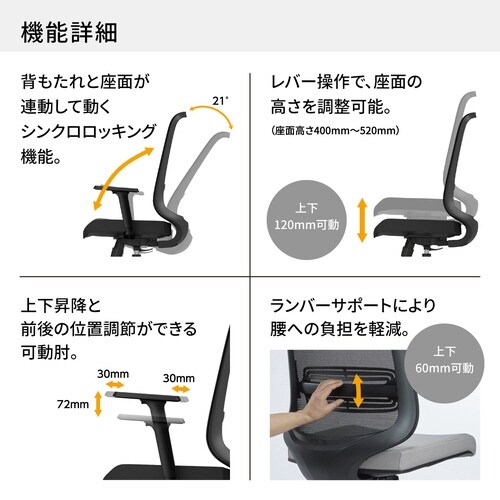 EZ(イージー)オフィスチェア 背面:メッシュ 肘無し 樹脂脚 1脚(組み立てサービス付き)