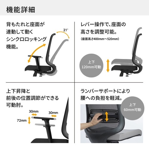 EZ(イージー)オフィスチェア 背面:メッシュ 肘無し 樹脂脚 1脚(組み立てサービス付き)