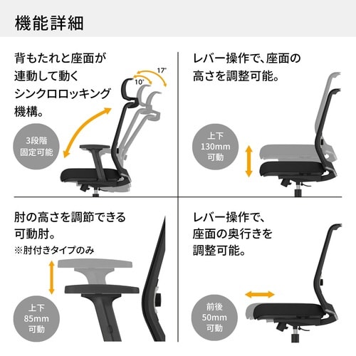 ENTRY2 エントリー2 メッシュタイプ ブラックフレーム 肘有り