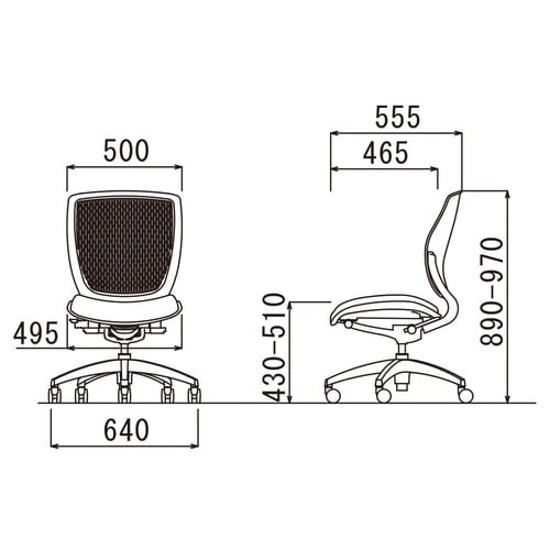 MA−1500シリーズ MA−1505 オフィスチェア ローバック 背座シンクロ機構