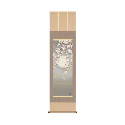 掛軸 「夜桜」 緒方葉水 筆