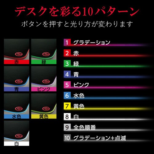 エレコム 光るマウスパッド 振り向きサイズ ブラック カウネット