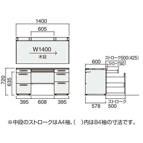 iSデスクシステム 両袖机 センター引き出し付き 奥行600×高さ720mm