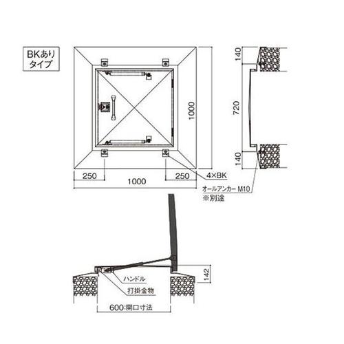 鍵付らくらくハッチ 3段式