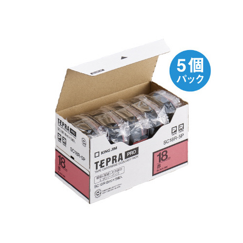 キングジム テプラ ＰＲＯテープ エコ 赤 １８ｍｍ ５個入 ＳＣ１８Ｒ