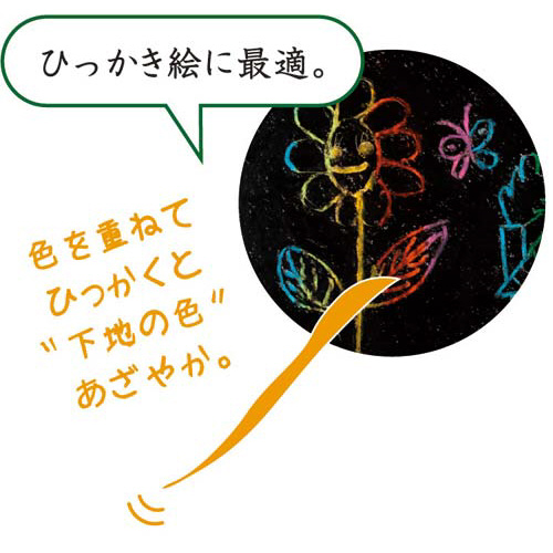 ぺんてる ずこうクレヨン 黄・黄緑・緑・水色・青・紫・桃・赤
