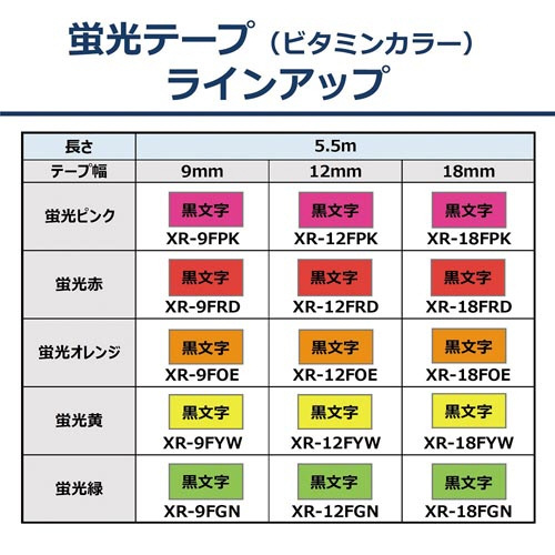 カシオ ネームランド 蛍光ピンクテープ １８ｍｍ 黒文字 ＸＲ