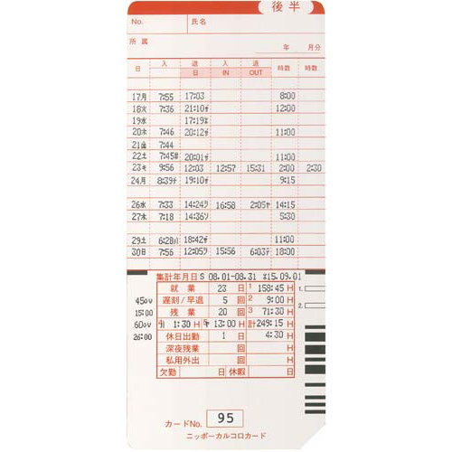 ニッポー タイムレコーダー カルコロ１００｜カウネット
