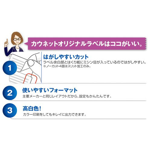 カウネット 楽に貼れるマルチプリンタラベル １２面 四辺余白付 １００