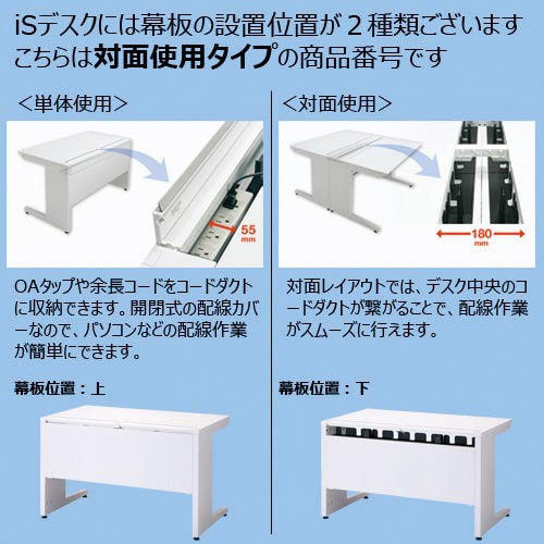 iSデスクシステム 平机 センター引き出し付き 奥行600×高さ720mm