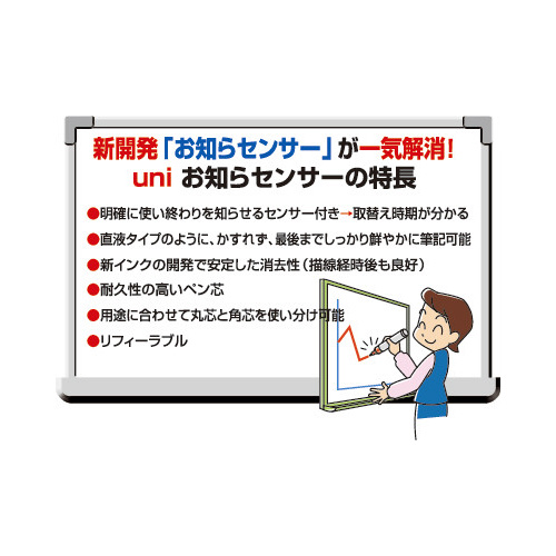 三菱鉛筆 ボードマーカーユニお知らセンサー 中字丸芯 緑 １０本