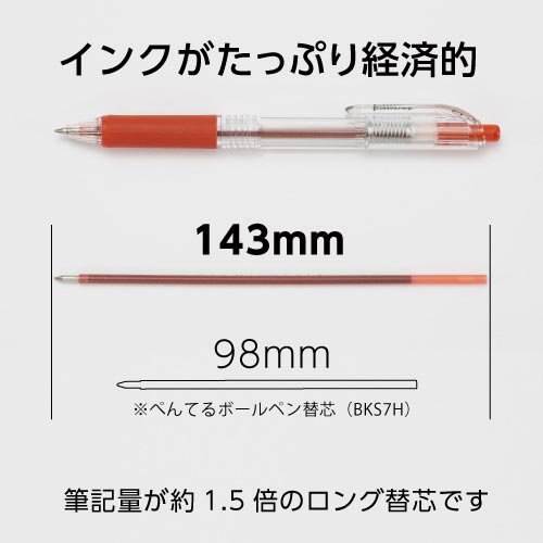 カウネット ノック式油性ボールペン ０．７ｍｍ 赤 レッド １００本