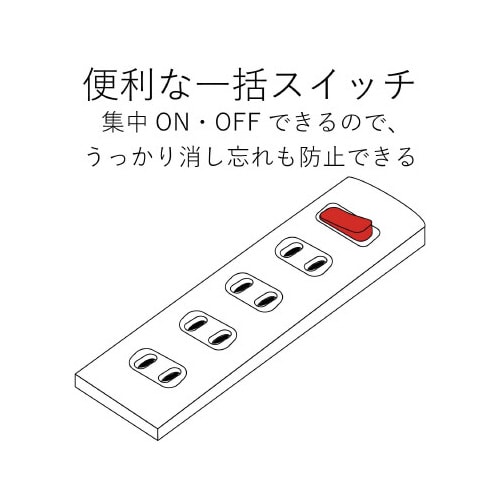 OAタップ 2P 一括スイッチ付 雷ガード