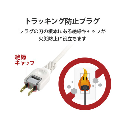 エレコム 延長コード 電源タップ ２ｍ ２ピン ３個口 一括集中スイッチ