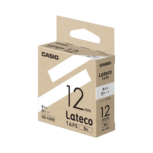 カシオ ＬＡＴＥＣＯ 白色テープ １２ｍｍ 黒文字 ８ｍ ＬＡＴＥＣＯ