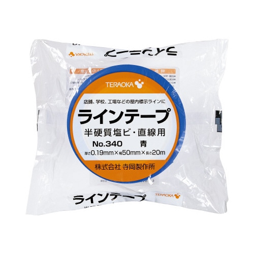 寺岡製作所 ラインテープＮｏ．３４０青 ５０ｍｍ×２０ｍ ４巻 業務用