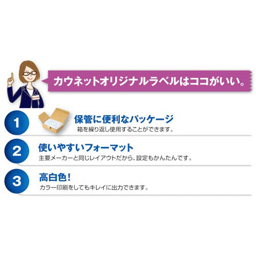 カウネット 楽に貼れるマルチプリンタラベル ノーカット １箱（５００
