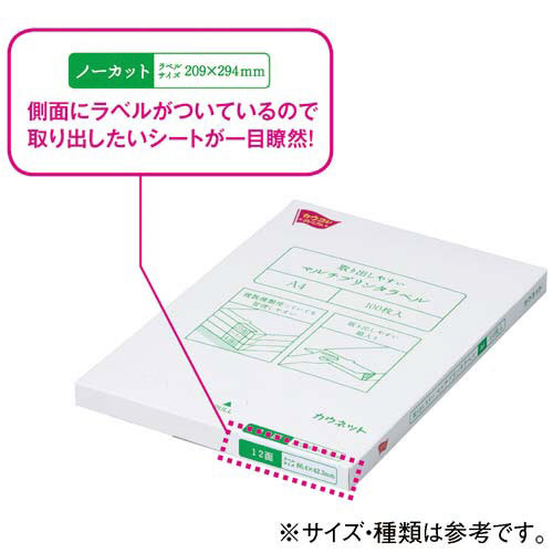 カウネット 取り出しやすいマルチラベル １２面 １００枚｜カウネット