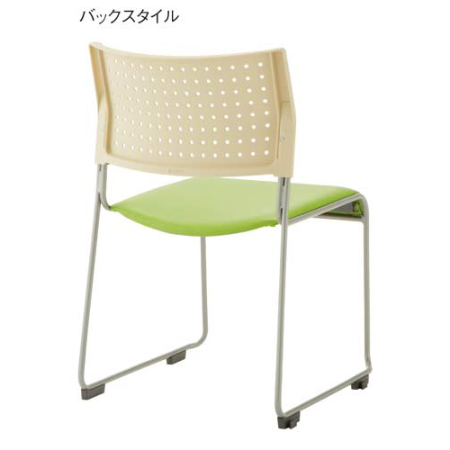 アイリスチトセ スタッキングチェアホワイト 座クッショングリーン１２