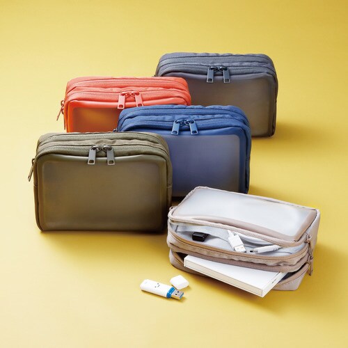 エレコム ガジェットポーチ ２気室 ｍサイズ ネイビー カウネット