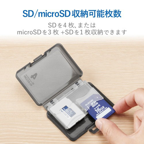 エレコム ＳＤカードケース／４枚収納／ＳＤ／ｍｉｃｒｏＳＤ ブラック ...