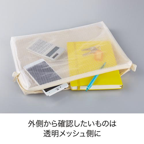 カウネット 中身が隠せるマチ付メッシュケースＡ６ ５個業務用｜カウネット