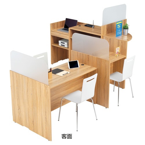 店研創意（ストア・エキスプレス） 木製ハイカウンター 仕切りパネルの通販｜カウネット 店舗什器 ハイカウンター テーブル ガラス間仕切り 251109